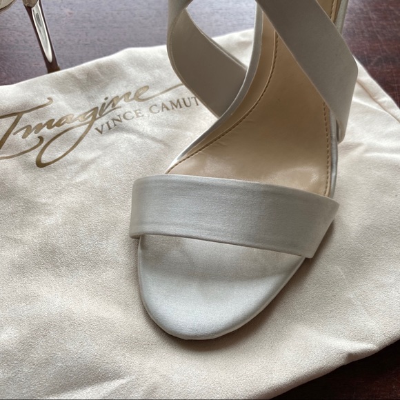 Imagine Vince Camuto Pascal White Satin Heels, 8.5 - Picture 2 of 7